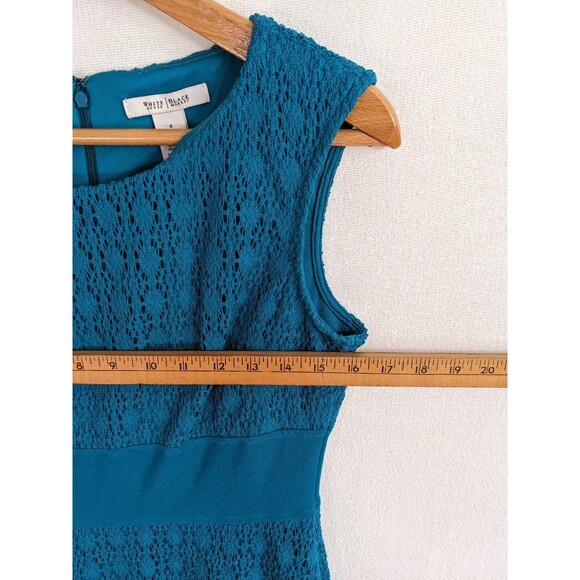 WHBM White House Black Market TEAL Lace Fit Flare Knee Length Dress Size 4 - Picture 8 of 10